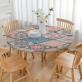 thumbnail image 3 of Round Fitted Tablecloth with Boho Floral Motif, 44 Inch Elastic Hem Fits 38 to 42 Inch Tables, Durable Spill Resistant for Indoor Outdoor Use, 3 of 7