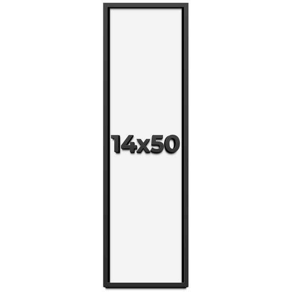 14x50 Shadow Box Frame Black | 1 inches Deep Real Wood Contemporary Shadowbox Display Frame | UV