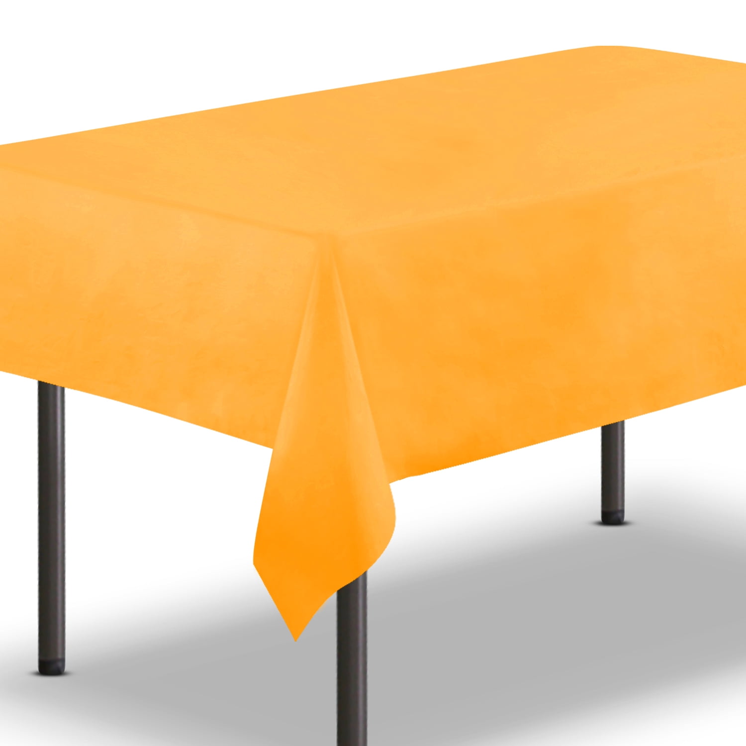 Orange Plastic Tablecloths 3 Pack Disposable Table Covers 54 x 108 Inch Table Cloths Vinyl Tablecovers for Round Tables up to 8 ft and for Picnic Barbecue Birthday Wedding Anniversary Banquet 