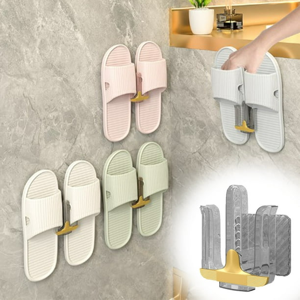 Organizador de almacenamiento de plástico gris para zapatos de pared sin punzón | Soporte para zapatillas ventilado y resistente a la humedad | Almacenamiento de zapatos para ahorrar espacio en una