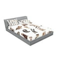 thumbnail image 2 of Ambesonne Cat Fitted Sheet & Pillow Sham Set, Funny Playful Cats Image, Queen, Brown Black White, 2 of 2