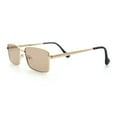 thumbnail image 6 of Minimal Narrow Rectangle Metal Rim Dad Fashion Sunglasses Gold - Brown, 6 of 8