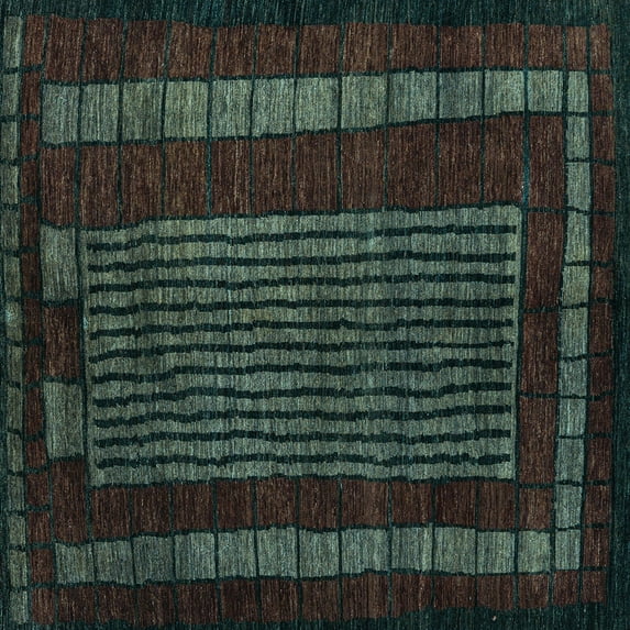 Ahgly Company Indoor Square Oriental Light Blue Modern Area Rugs, 6' Square