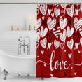 thumbnail image 4 of Red Love Valentines Waterproof Fabric Shower Curtain, Black White Love Heart Waterproof Fabric Shower Curtain for Bathroom Curtains Bathtubs Hotel Washable Shower Curtains with 12 Hooks Stall 48x72in, 4 of 8