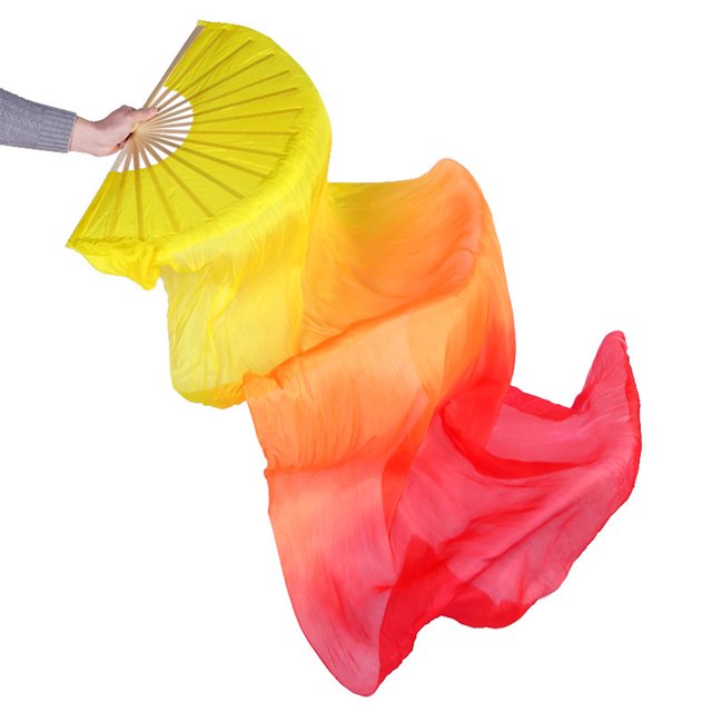 Sonducket Abanico de rendimiento teñido clásico, alargamiento femenino, hecho a mano, danza del vientre de seda, velo degradado transpirable, abanicos Disfraces de disfraces Sonducket AP012431-01