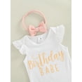 thumbnail image 5 of Franhais Baby Girl Letter Print Flying Sleeve Jumpsuit + Ribbed Flared Trousers + Bow Headband, 5 of 8