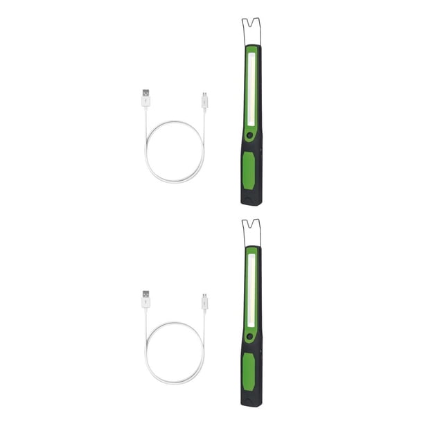 Greeniant COB luz de trabajo linterna LED de plástico recargable con gancho lámpara de inspección inalámbrica linterna hogar interior Verde 2piezas