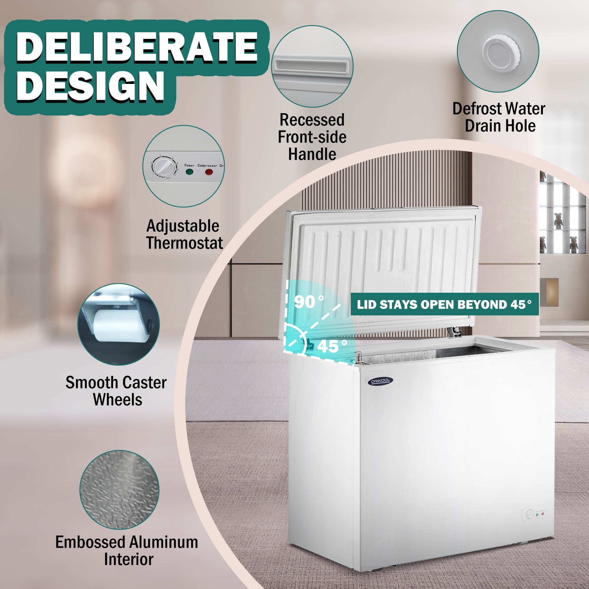 Chest Freezer 7.0 Cu.ft Solid Top Commercial Deep Chest Freezers With Lockable Stay-Open Lid Painted Manual Defrost Deep Freeze For Back-of-House Bulk Storage