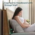 thumbnail image 4 of Linsy Home Wood Queen Bed Frame With Ergonomic Headboard & Storage Shelf, No Box Spring Needed, Brown, 4 of 8