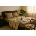 thumbnail image 4 of Q VITA 100% Linen Fitted Sheet Set – King Size, 3-Piece Bedding with Deep Pocket Fitted Sheet & Pillowcases – Oatmeal Color, Enzyme Washed, Soft, Breathable, OEKO-TEX Certified, Designed in Canada, 4 of 5