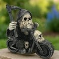 thumbnail image 4 of 4.92in Unique Skeleton Gnome Motorcycle Rider Ornament, Mysterious Spectral Design With Intricate Crafting, Versatile Decor For Home Office Living Room, 4 of 5