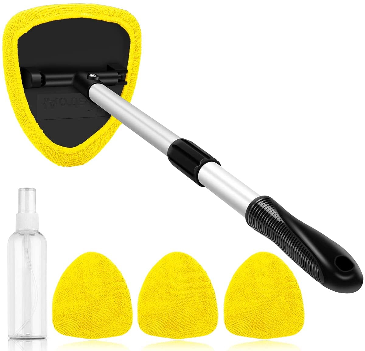 AstroAI, Car Window Cleaner, Windshield with Telescopic and Extendable Handle Auto Inside Glass Wiper Kit, Yellow