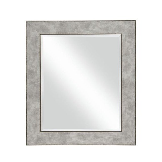 Benzara BM205993 Polystyrene Wall Mirror with Hammered Ripple Design, Distressed Silver