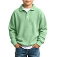 thumbnail image 3 of akafmk Kids Long Sleeve Shirts Boys Waffle Knit Collared Shirt Button Placket Soft Warm Casual Fall Clothes, 3-14Y, 3 of 7