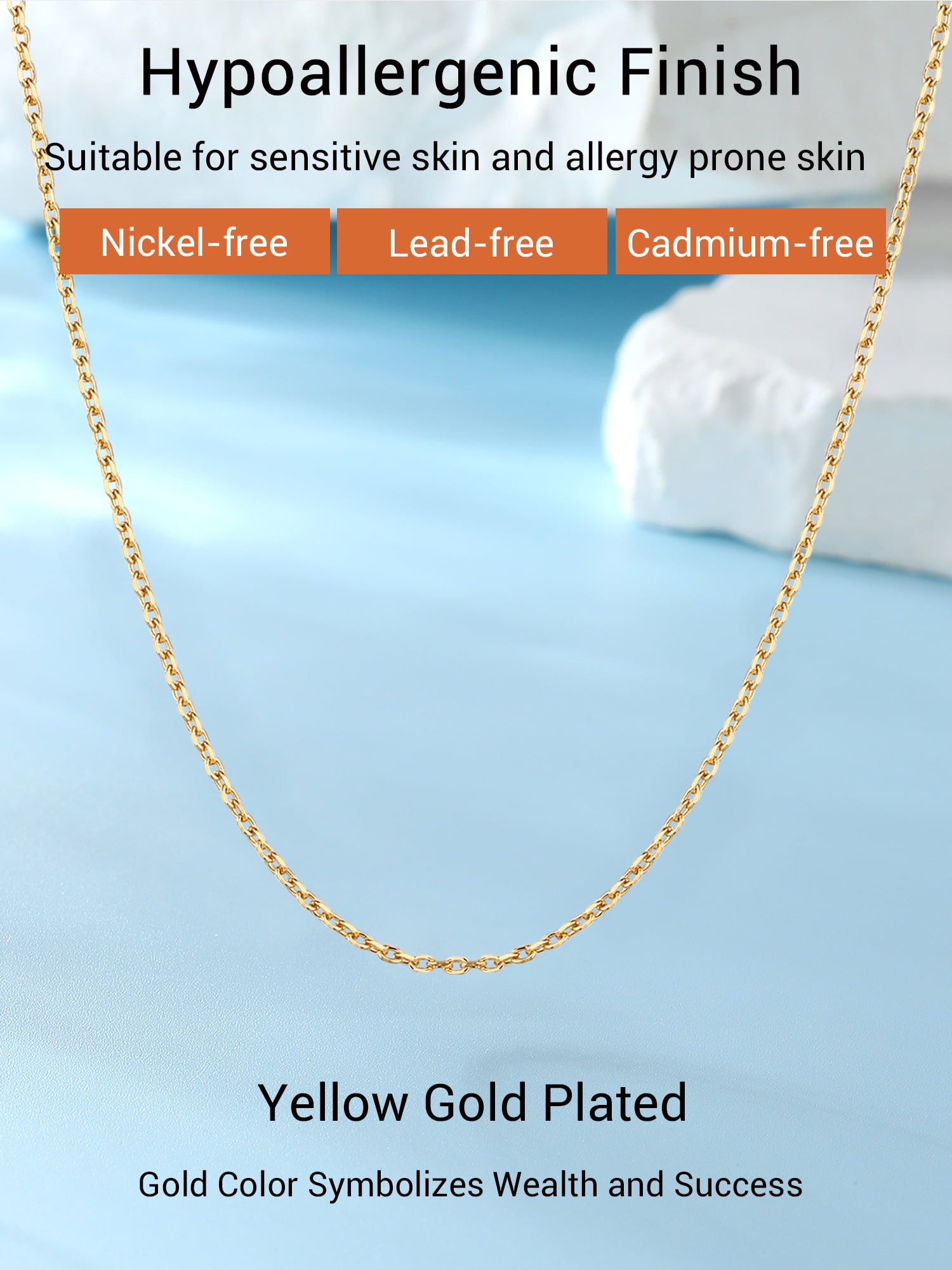 PROSTEEL Pure 925 Sterling Silver necklace Gold Plated Chain for Women 1.5mm Cable Chain Necklace Thin 24 Inch Birthday Mother Day Jewelry Collection Gift for Mom Wife Girlfriend Adult