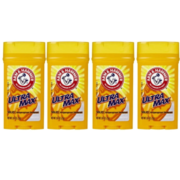 Pack of (4) Arm And Hammer Ultra Max Invisible Solid Antiperspirant Deodorant, Unscented 2.8 oz