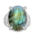 thumbnail image 1 of Sterling Silver with Natural Labradorite and White Topaz Halo Ring, 1 of 3