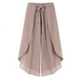 thumbnail image 4 of Women's Casual Pants Women'S Lace Up Chiffon Trousers Elastic Waist Casual Loose Wide Leg Skirt Casual Pants,Pink Women's Casual Pants XL, 4 of 4