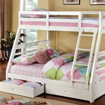 Twin Over Full Wooden Bunk Bed with Storage White - Saltoro Sherpi
