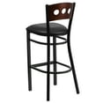 thumbnail image 5 of Flash Furniture 2 Pk. HERCULES Series Black 3 Circle Back Metal Restaurant Barstool - Walnut Wood Back, Black Vinyl Seat, 5 of 8