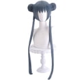 thumbnail image 1 of Peluca para cosplay de anime, pelo largo, azul y gris con moños trenzados, 80 cm, 1 of 3