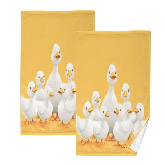 Ryvnso Cute Ducks Cotton Hand Towels Sets Face Towel 2 PCs Bathroom Decorative