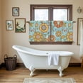 thumbnail image 4 of Turquoise Boho Floral Tier Curtains 36 Inch Length, Vintage Abstract Ethnic Flowers Cafe Short Curtains for Bathroom Over Sink, Small Kitchen Curtain Light Filtering Drapes 2 Panels 27.5"Wx36"L, 4 of 8