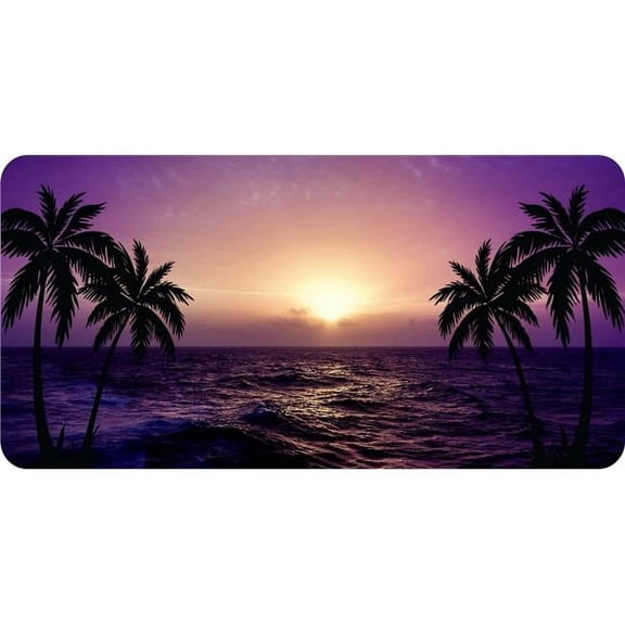 Purple Beach Palm Scene Photo License Plate