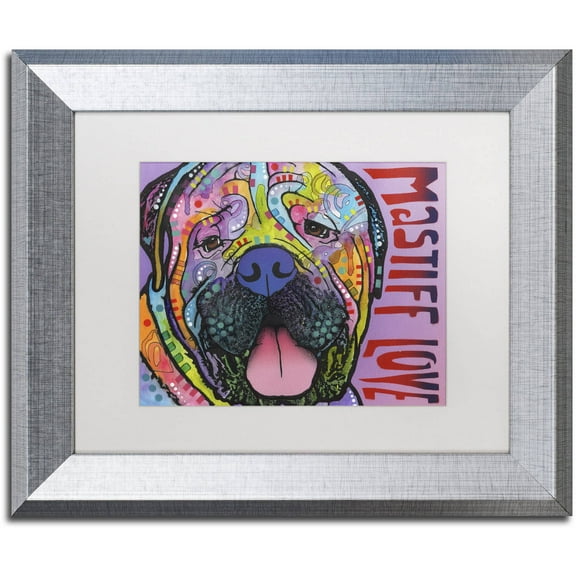 Trademark Fine Art 'Mastiff Love' Canvas Art by Dean Russo, White Matte, Silver Frame