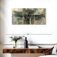 thumbnail image 3 of Elephant Stock Morning Fjord Rifle Green Wall Art - Horizontal Multi Panel Canvas - Living Room Wall Decor - Abstract Multi Panel - Green And Gray Decor By Silvia Vassileva - 38" x 18", 3 of 8