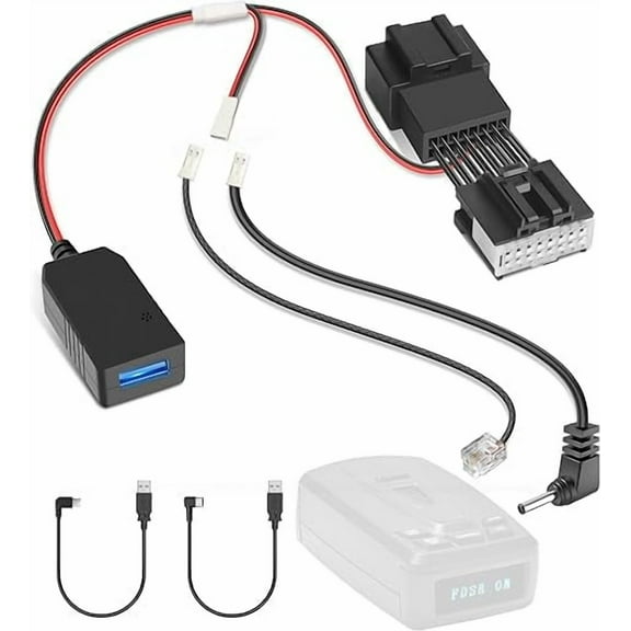 Pixelman Radar Detector Power Cord Adapter,(16Pin Type-A) Compatible with Ford F150,Bronco,Mustang and More with Auto Dimming Rearview Mirror,RJ11 DC3.5 Radar Detectors Charger Cable, Built-in Hidden