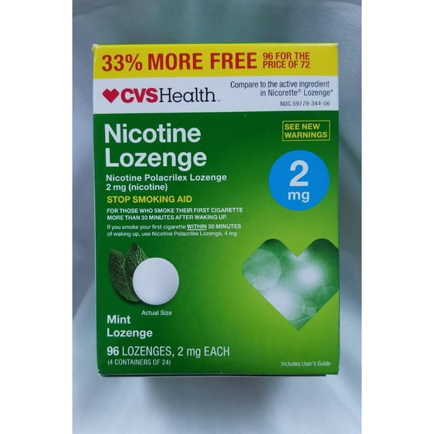 CVS Health Nicotine Lozenge, Stop Smoking Aid, 96 Mint Lozenges (2 mg