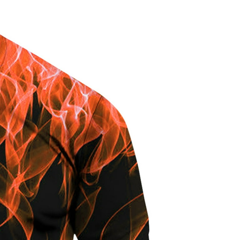 Zodggu Trendy Men's T Shirts Casual Gradient Tops Fire Graphic 3D