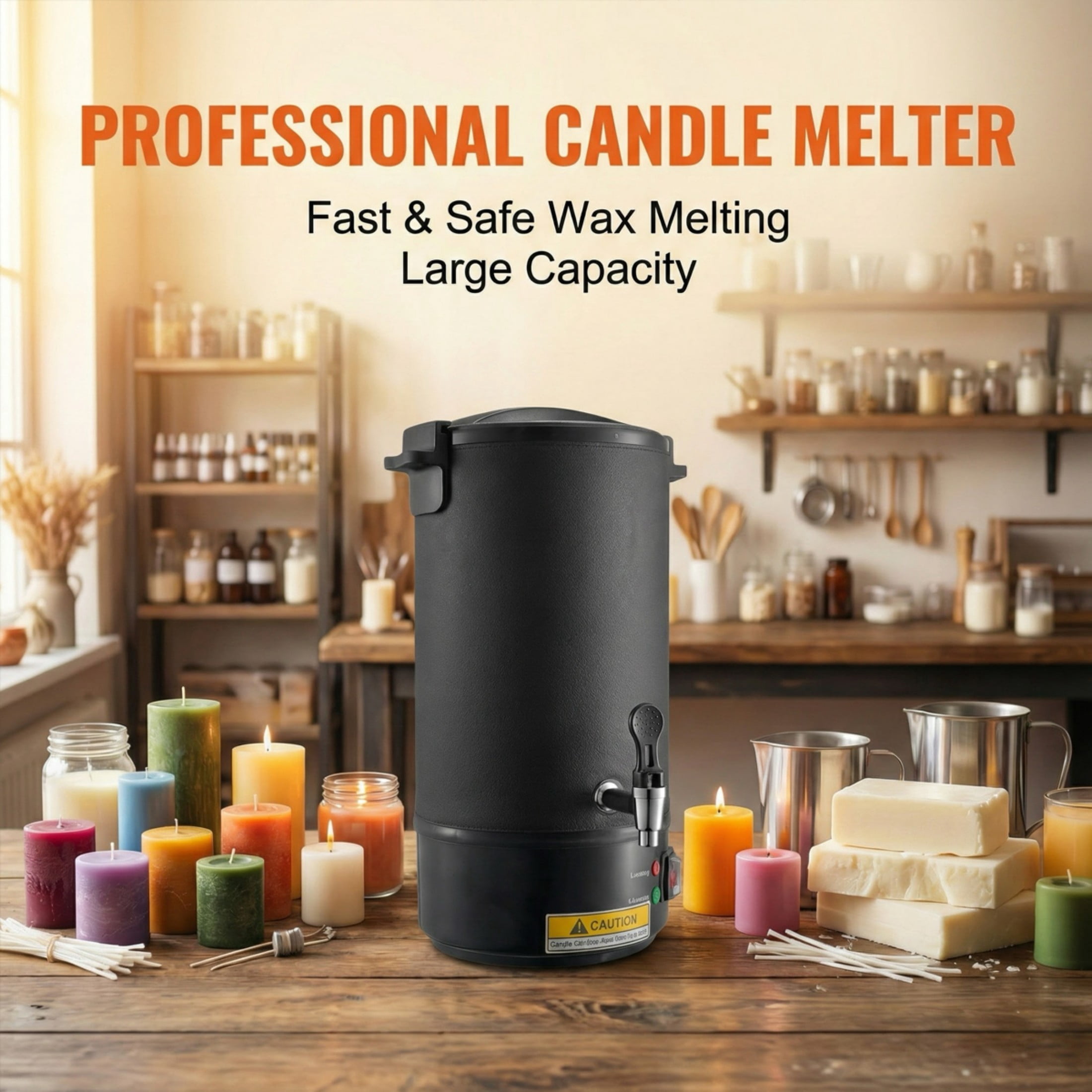 Large-Capacity Electric Wax Melting Pot, 10L with 9-Level Temperature Control & Pour Spout for Candle, Soap, Cream Business