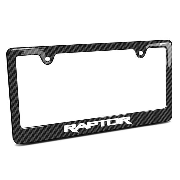 iPick Image for Ford F-150 Raptor 2017 up Black Carbon Fiber Look ABS Plastic License Plate Frame, Official Licensed