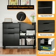 thumbnail image 4 of FDW 3 Drawer Lateral File Cabinet Mobile File Cabinet with Open Storage Shelves and Wheels,Black, 4 of 7