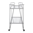 thumbnail image 3 of Bowery Hill Mid-Century Mirrored Metal Bar Cart in Silver Finish, 3 of 11