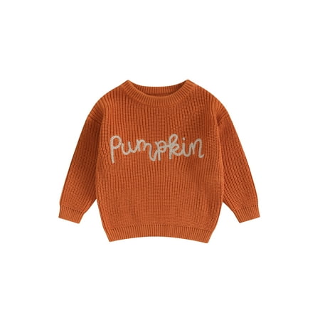 

YiLvUst Toddler Baby Girls Knit Sweater Long Sleeve Pumpkin Embroidery Autumn Winter Pullover Knitwear