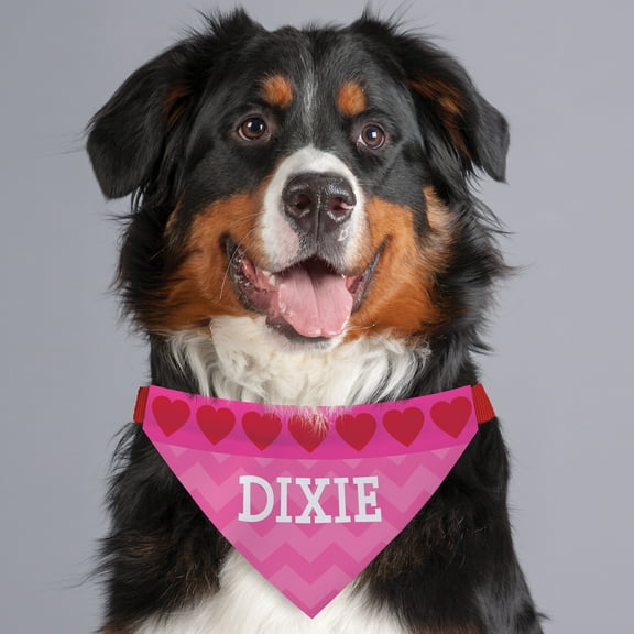 Red Hearts Personalized Dog Bandana Collar Cover