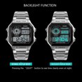 thumbnail image 4 of SKMEI Sport Montre pour Homme en Acier Inoxydable 5ATM Résistante à l'Eau Rétroéclairage Numérique Montre-Bracelet pour Homme Relógio Musculino Chronographe, 4 of 5