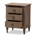 thumbnail image 3 of Baxton Studio Venezia French-Inspired Rustic Gray Wash Finish Wood 3-Drawer Nightstand, 3 of 11