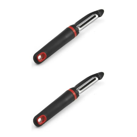 Farberware Classic Euro Peeler Soft Grip Handle Stainless Steel Blade Black Red 2-Pack