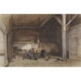 thumbnail image 2 of Johannes Bosboom 14x11 Black Ornate Wood Framed Double Matted Museum Art Print Titled: Farmers Interior with Two Men and a Woman at a Table, Also a Few Chickens and Cats (1827 - 1891), 2 of 5
