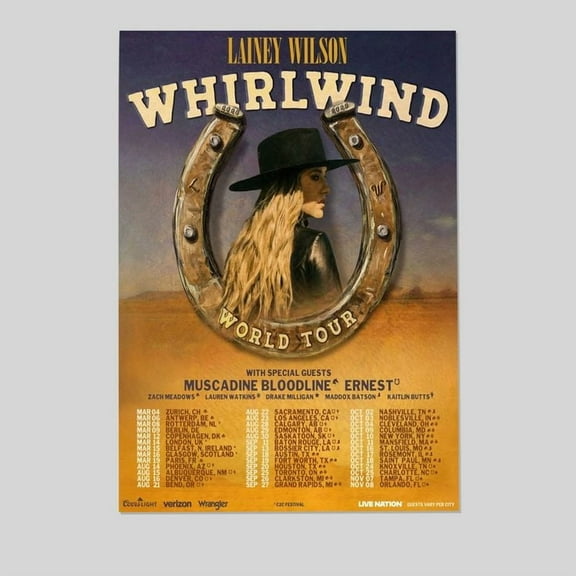 Lainey Wilson Whirlwind World Tour 2025 Poster Size 24''x36'' - Kiloa