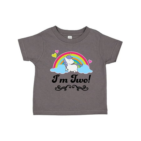 

Inktastic 2nd Birthday Rainbow with Girl Unicorn Gift Toddler Toddler Girl T-Shirt