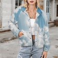 thumbnail image 3 of Jackets for Women Winter Coat Jackets Flannel Stand Collar Jacket(Cloudy Sky Blue White,Size:S-4XL), 3 of 7