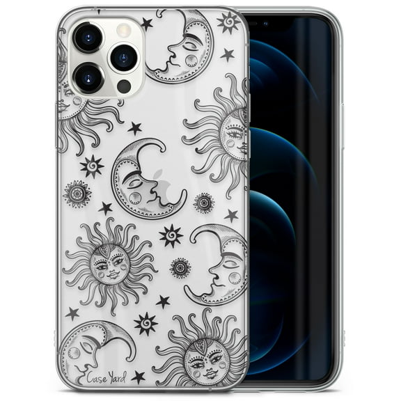 Case Yard iPhone-11-Pro Case Clear Soft & Flexible TPU Ultra Low Profile Slim Fit Thin Shockproof Transparent Bumper Protective Cover Drop Protective Cell Phone Cases (Moon and Stars)