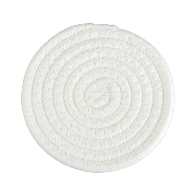 Absorbent Braided Drink Mats, Trivets for Hot Dishes, Pots and Pans, Hot Pads, Pot Holders for Kitchen, Heat Resistant Mat Protect Counter, Coasters Set Home Essentials Farmhouse Decor, White