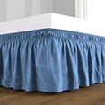 thumbnail image 2 of D.N.G. BEDDINGS 1 Piece Wrap Around Bed Skirt, 18 Inch Deep Pocket, 800 Thread Cotton 100% Egyptian Cotton, King Size (76" x 80") Inch, Solid Medium Blue, 2 of 3
