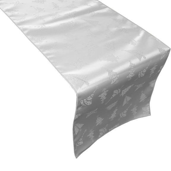Brocade Table Runner Christmas Holiday Collection Glittery Trees Silver